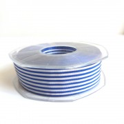 Horizontal Stripes Ribbon - Blue Marine and White 25 mm